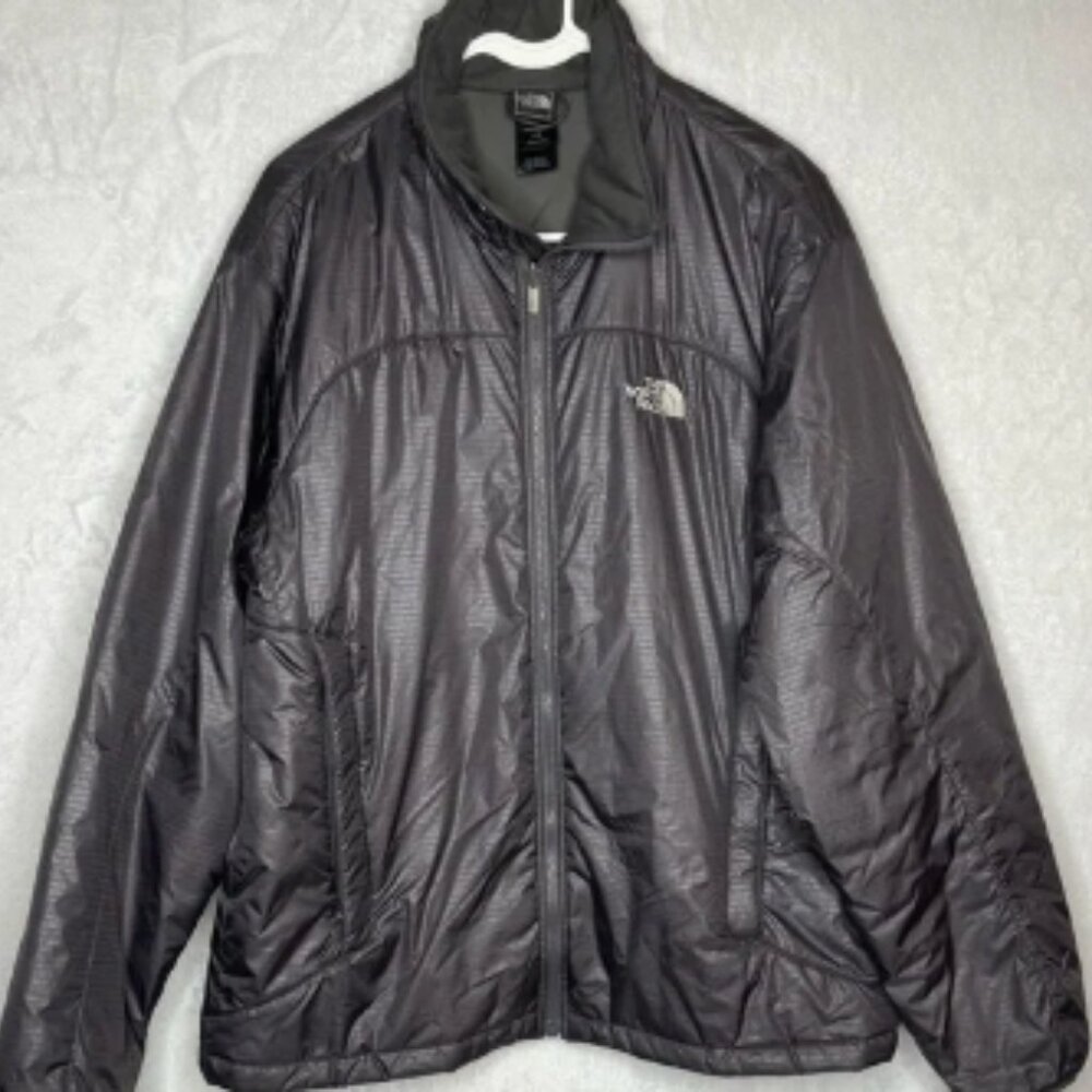 Men’s The North Face Coat Jacket Nylon Shiny Dark Charcoal Size Large Full Zip